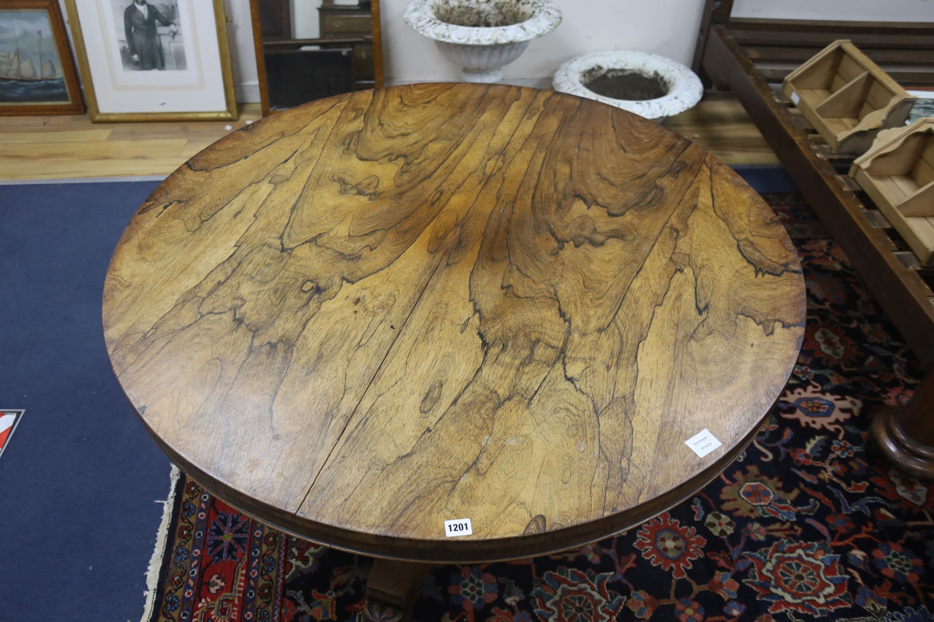A Regency rosewood breakfast table, diameter 120cm, height 72cm